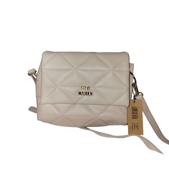 NWT Steve Madden Quilted Crossbody Purse Cream Tan - Picture 1 of 4